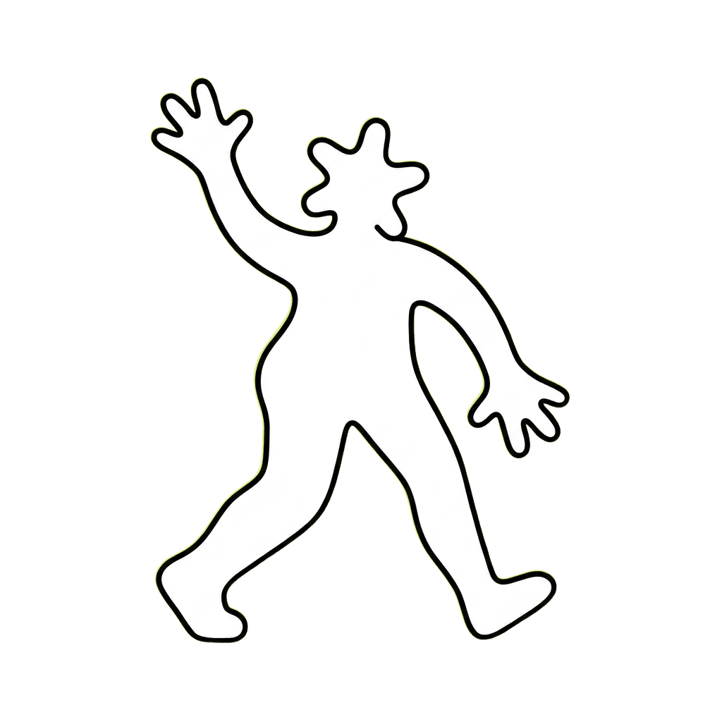 The Common Ground mascot mid-stride, waving hello
